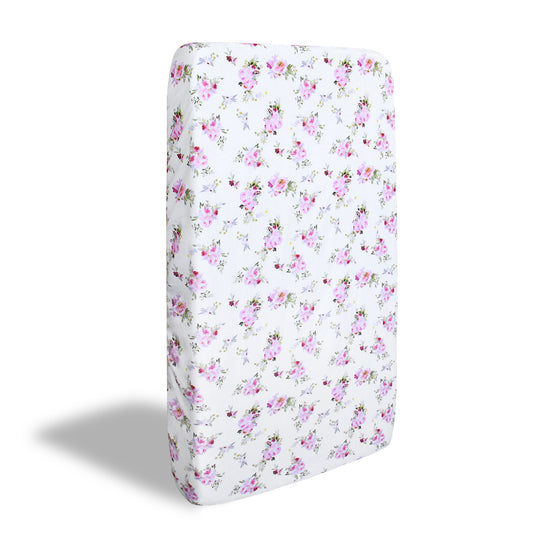 Crib Sheets - Fit For Standard Crib, Microfiber, Sheer Lilac Floral Pattern