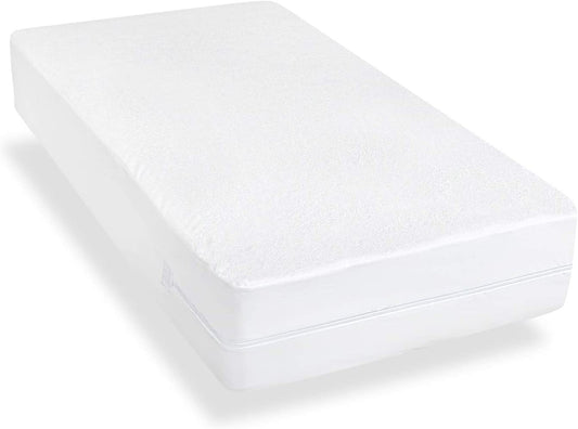 Zippered Crib Mattress Protector, Fit Standard Crib Size Mattress, 52''X28'',Waterproof, Terry