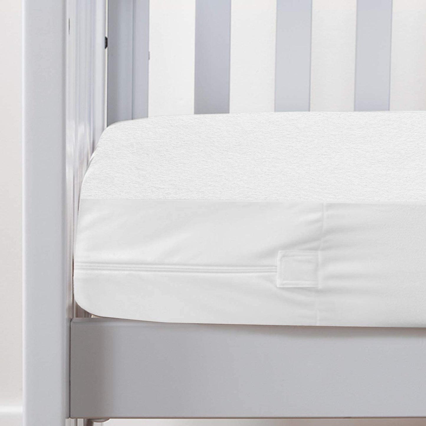 Zippered Crib Mattress Protector, Fit Standard Crib Size Mattress, 52''X28'',Waterproof, Terry