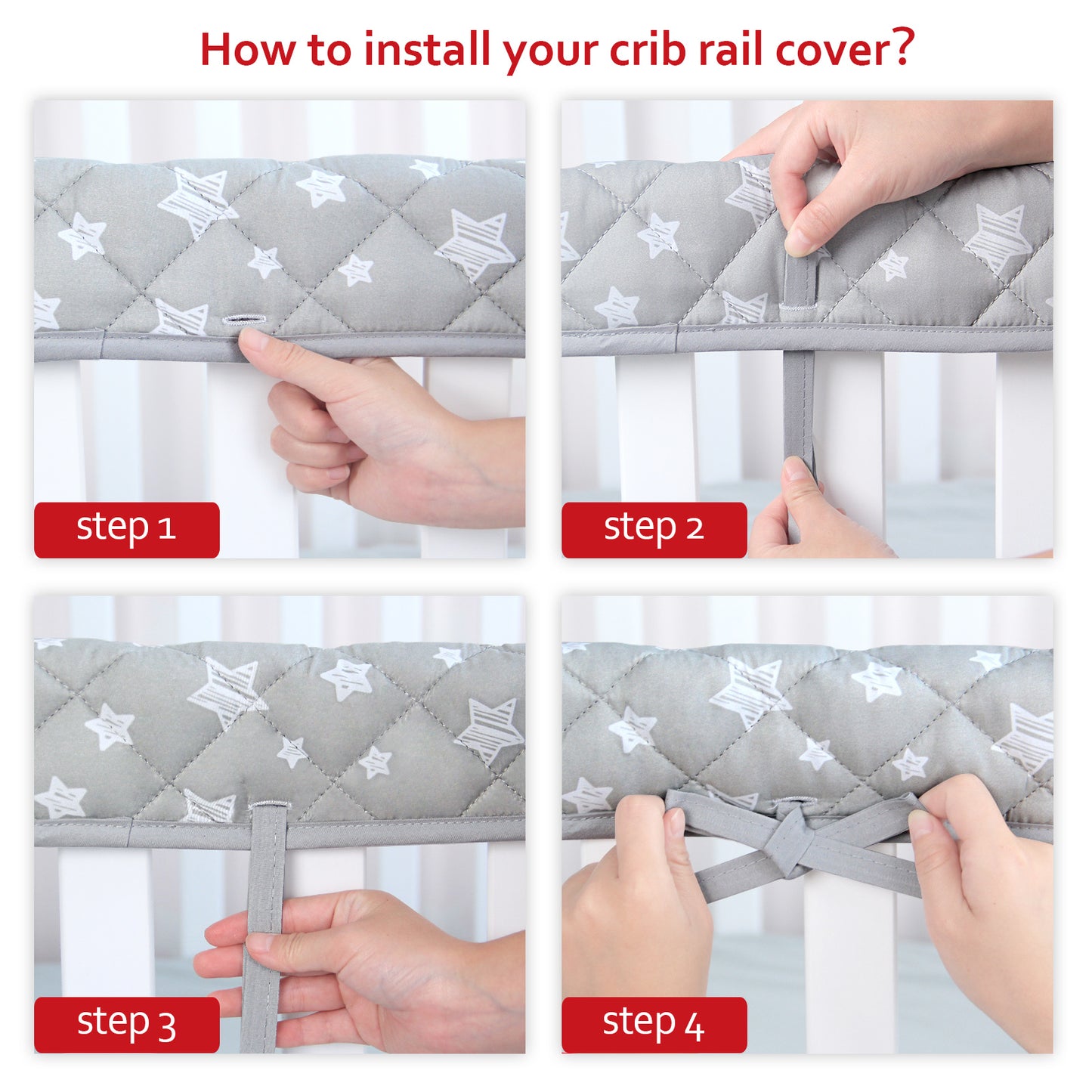 3 Pieces Crib Rail Cover for Teething – Soft Padded Crib Rail Protector | Crib Teething Guard & Crib Rail Guard for Baby Toddlers
