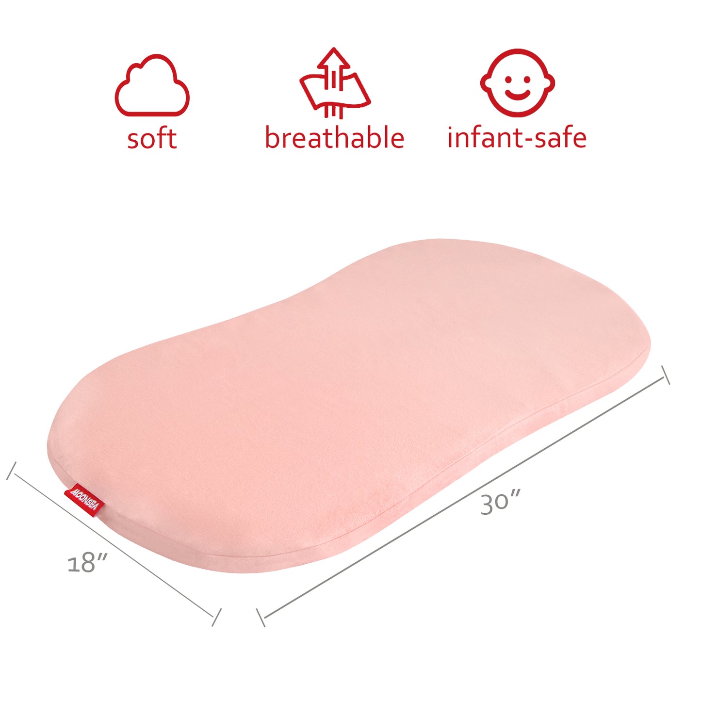 Bassinet Sheet- 100% Cotton Flannel, Soft, Breathable, 30" x 18", Pink