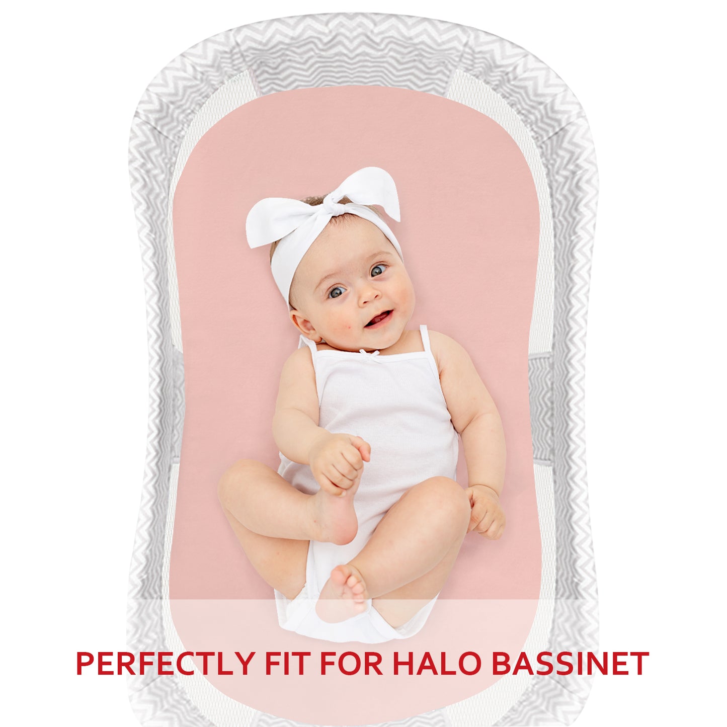 Bassinet Sheet- 100% Cotton Flannel, Soft, Breathable, 30" x 18", Pink