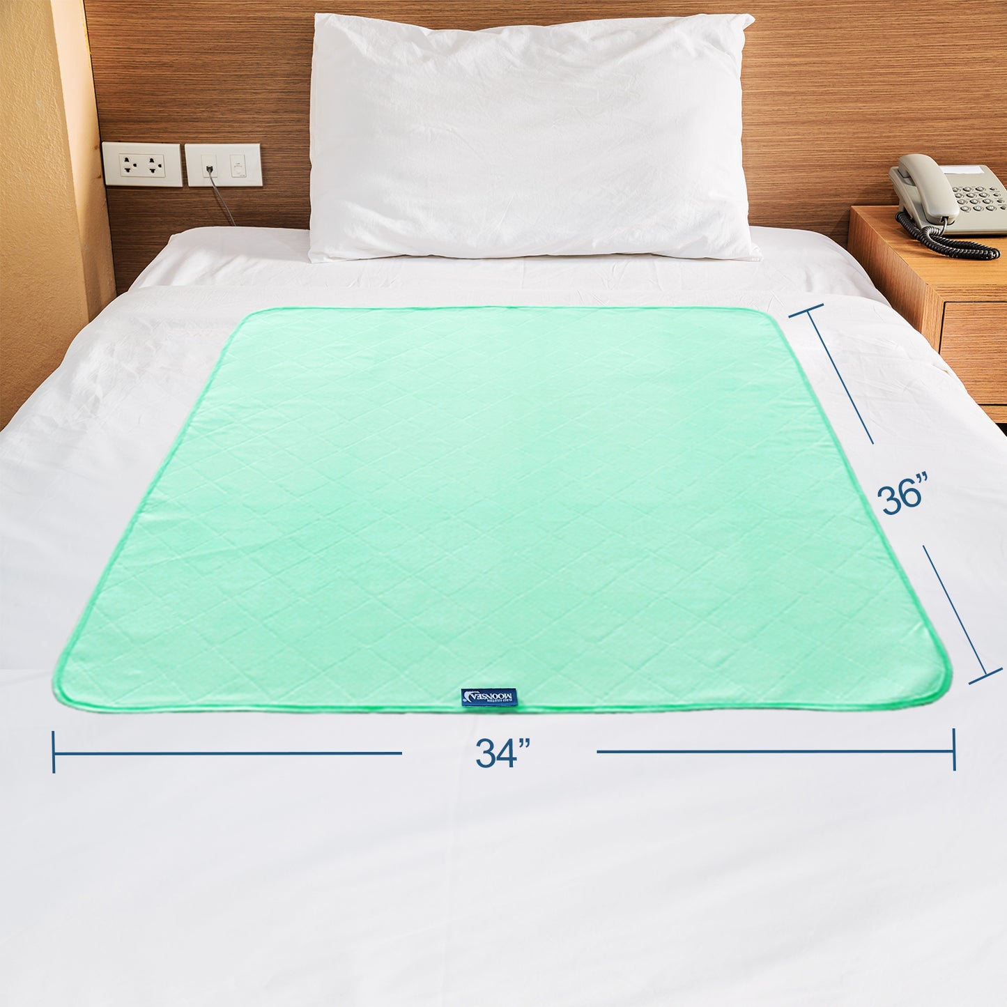 Bed Pads for Incontinence- 2 Pack Green, Absorbent, Reusable, Slip Resistant