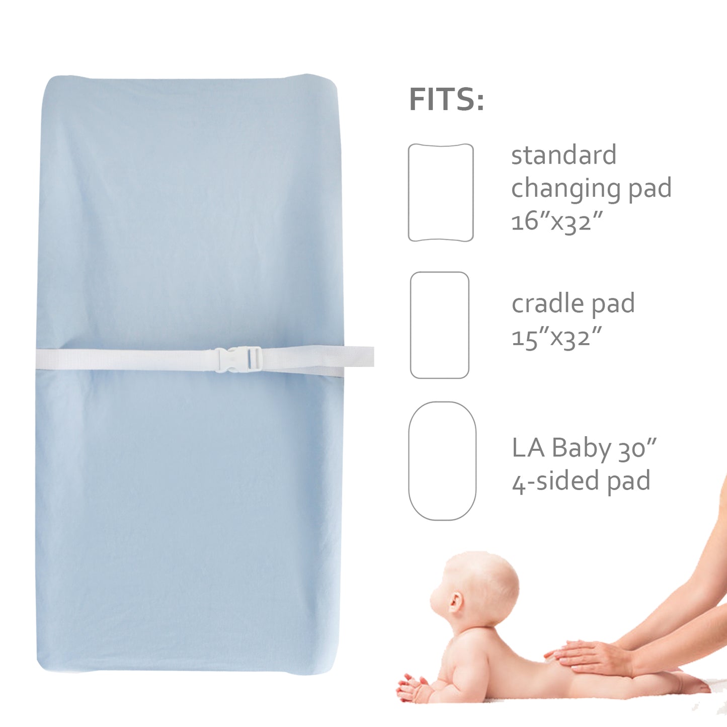 Changing Pad Cover- Blue, Ultra Soft Jersey Knit Cotton