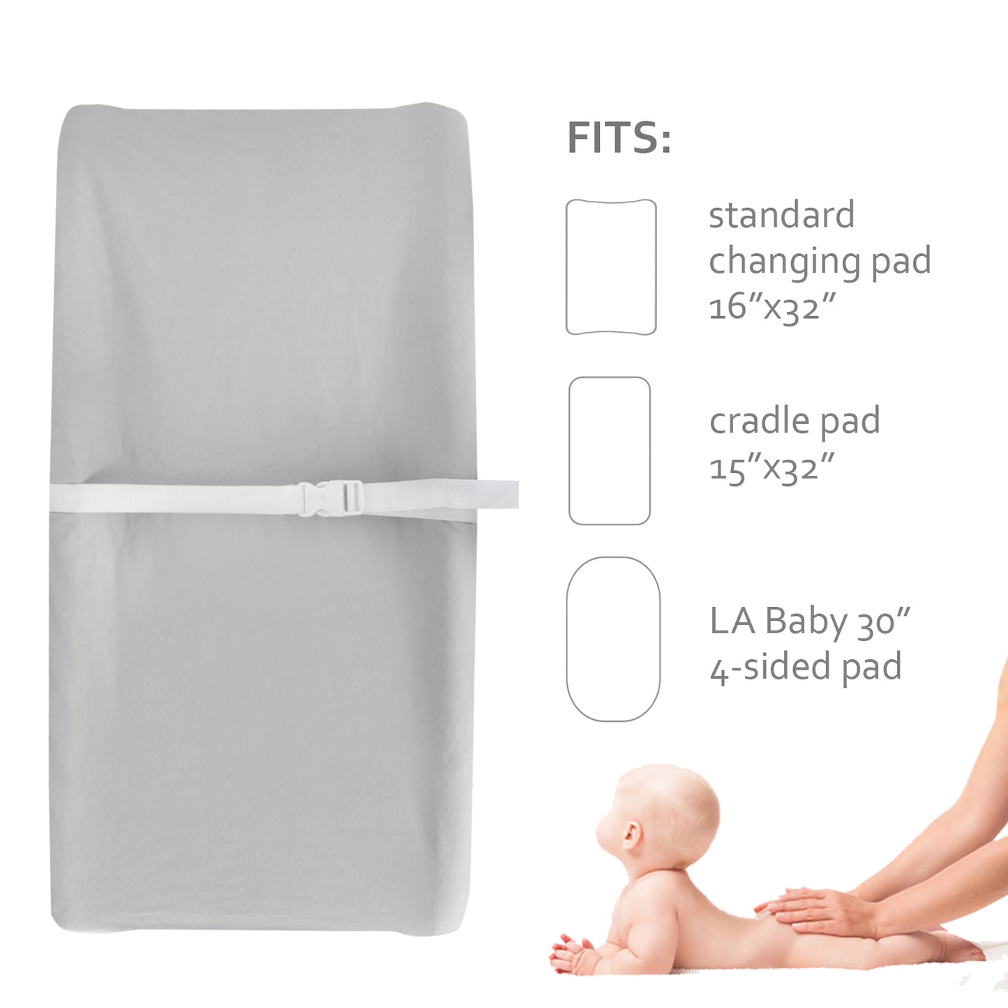 Changing Pad Cover- 2 Pack Grey, Ultra Soft Jersey Knit Cotton