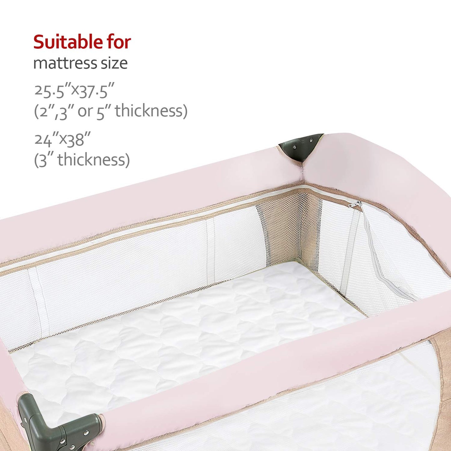 Pack N Play Mattress Pad Cover/ Protector - Ultra-Soft Microfiber, Waterproof, White (for Standard Playpen/ Mini Crib)