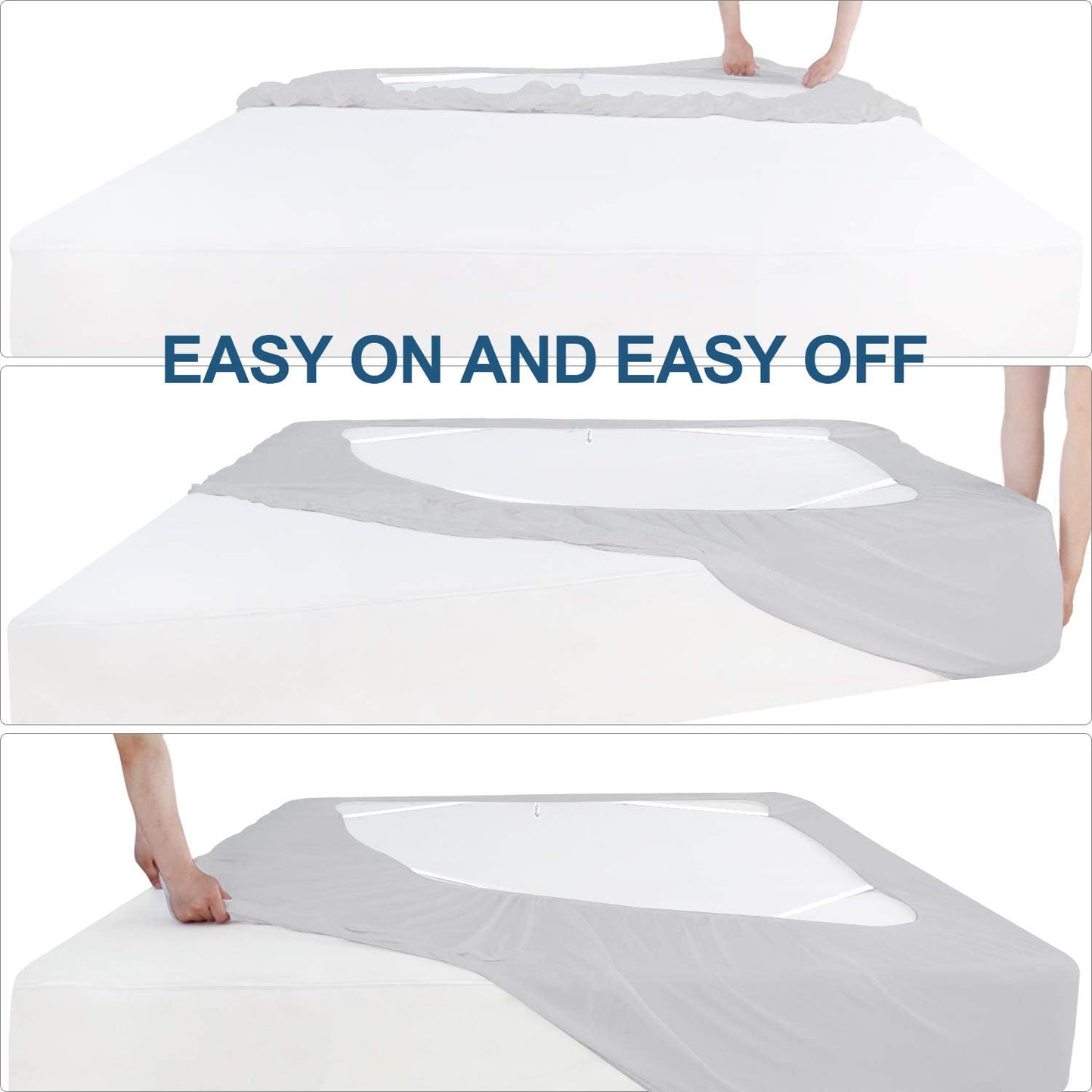 Box Spring Cover- Elastic Fabric Wrap, Sleek Alternative, Light Grey