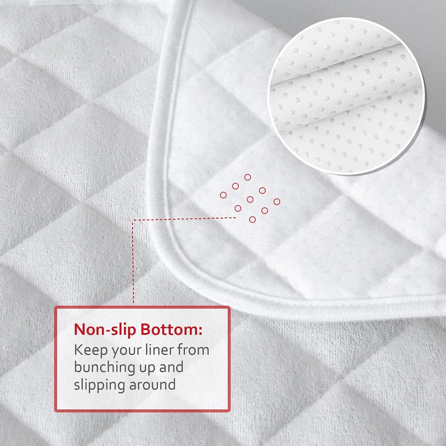 Changing Pad Liners- 3 Pack, Bamboo Terry, Non-Slip Back, Waterproof, White