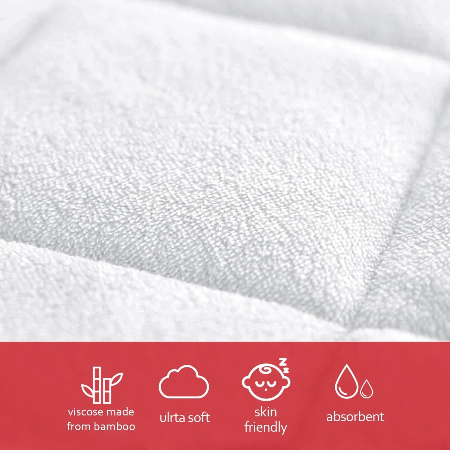 Changing Pad Liners- 3 Pack, Bamboo Terry, Non-Slip Back, Waterproof, White