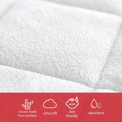 Changing Pad Liners- 3 Pack, Bamboo Terry, Non-Slip Back, Waterproof, White