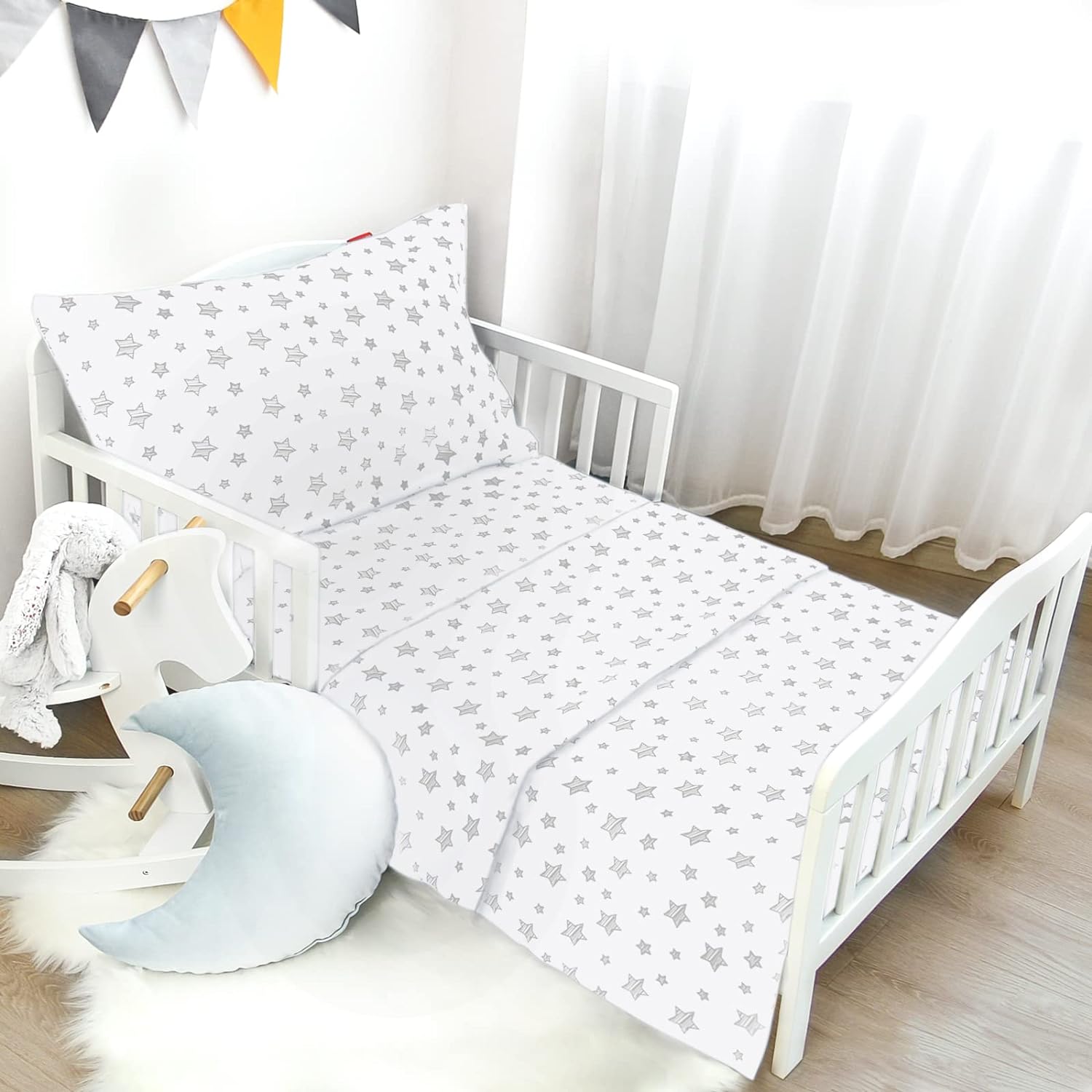 Toddler Bed Sheets Sets 3 Piece, Breathable Microfiber Kids' Sheet & Pillowcase Set for Toddler Bed, Silky Soft Toddler Sheet Set-Moonsea Bedding