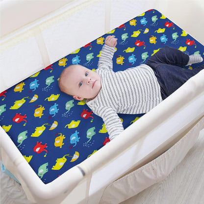 Pack n Play Sheet | Mini Crib Sheet - 2 Pack, Ultra-Soft Microfiber, Fits Graco Pack and Play, Elephant & Dinosaur