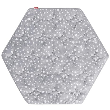 Baby Play Mat | Hexagon Playpen Mat - Compatible with Bend River Baby Playpen, Grey Star - Moonsea Bedding