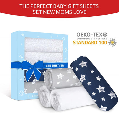 Crib sheets, Fit for Standard Size Crib, 4Packs, Bamboo