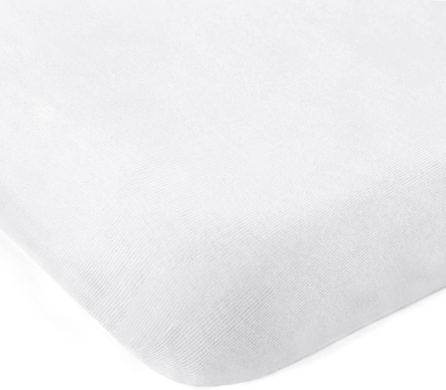 Travel Crib Sheet - 100% Organic Cotton, Fits Guava Lotus, Baby Bjorn, Dream on Me Travel Crib Light Playard, White-Moonsea Bedding