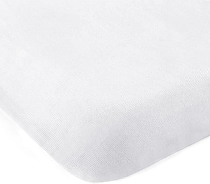 Travel Crib Sheet - 100% Organic Cotton, Fits Guava Lotus, Baby Bjorn, Dream on Me Travel Crib Light Playard, White-Moonsea Bedding