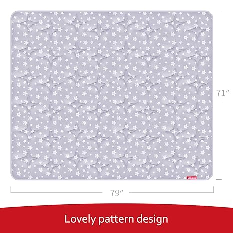 Baby Play Mat | Playpen Mat - 79" x 71", Large Padded Tummy Time Activity Mat for Infant & Toddler, Grey Star