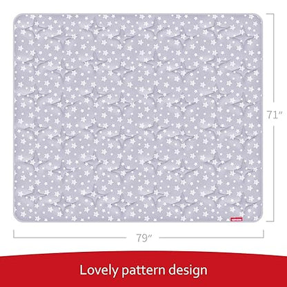 Baby Play Mat | Playpen Mat - 79" x 71", Large Padded Tummy Time Activity Mat for Infant & Toddler, Grey Star