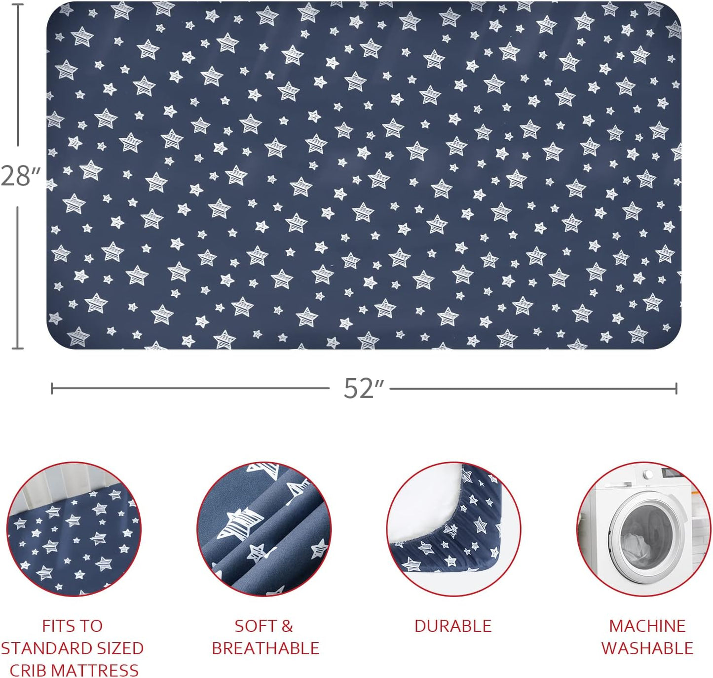 Crib sheets, Fit for Standard Size Crib, 4Packs, Bamboo