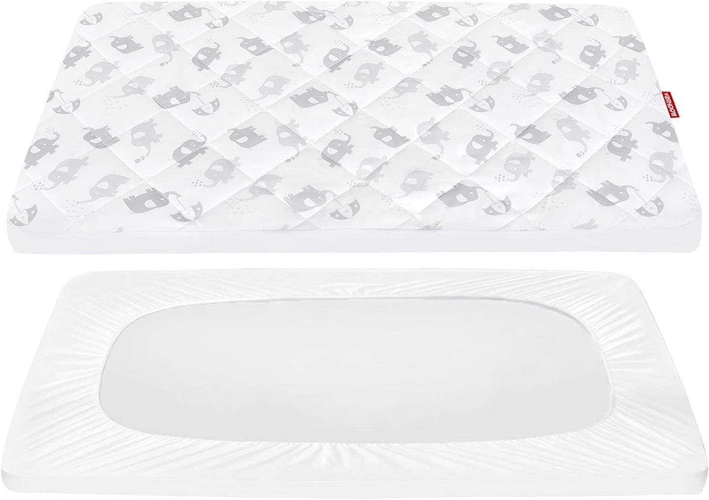 Pack n Play Sheet Quilted | Mini Crib Sheet - Pack and Play Mattress Pad Cover, Ultra-Soft Microfiber, Fits Graco Pack and Play, Elephant-Moonsea Bedding
