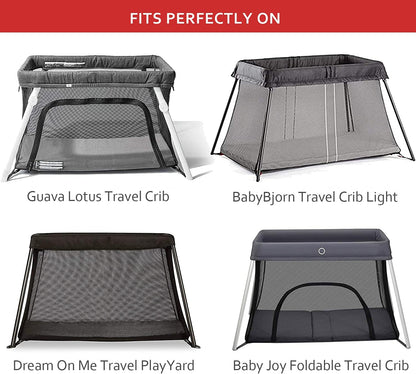 Travel Crib Sheet - 100% Organic Cotton, Fits Guava Lotus, Baby Bjorn, Dream on Me Travel Crib Light Playard, White