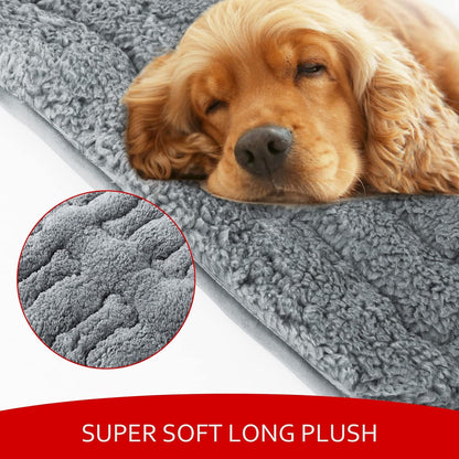 Dog Crate Mat- Soft ,Soft Plush Dog Bed Pad Machine Washable Crate Pad, Anti-Slip Bottom, 2Pack, Grey
