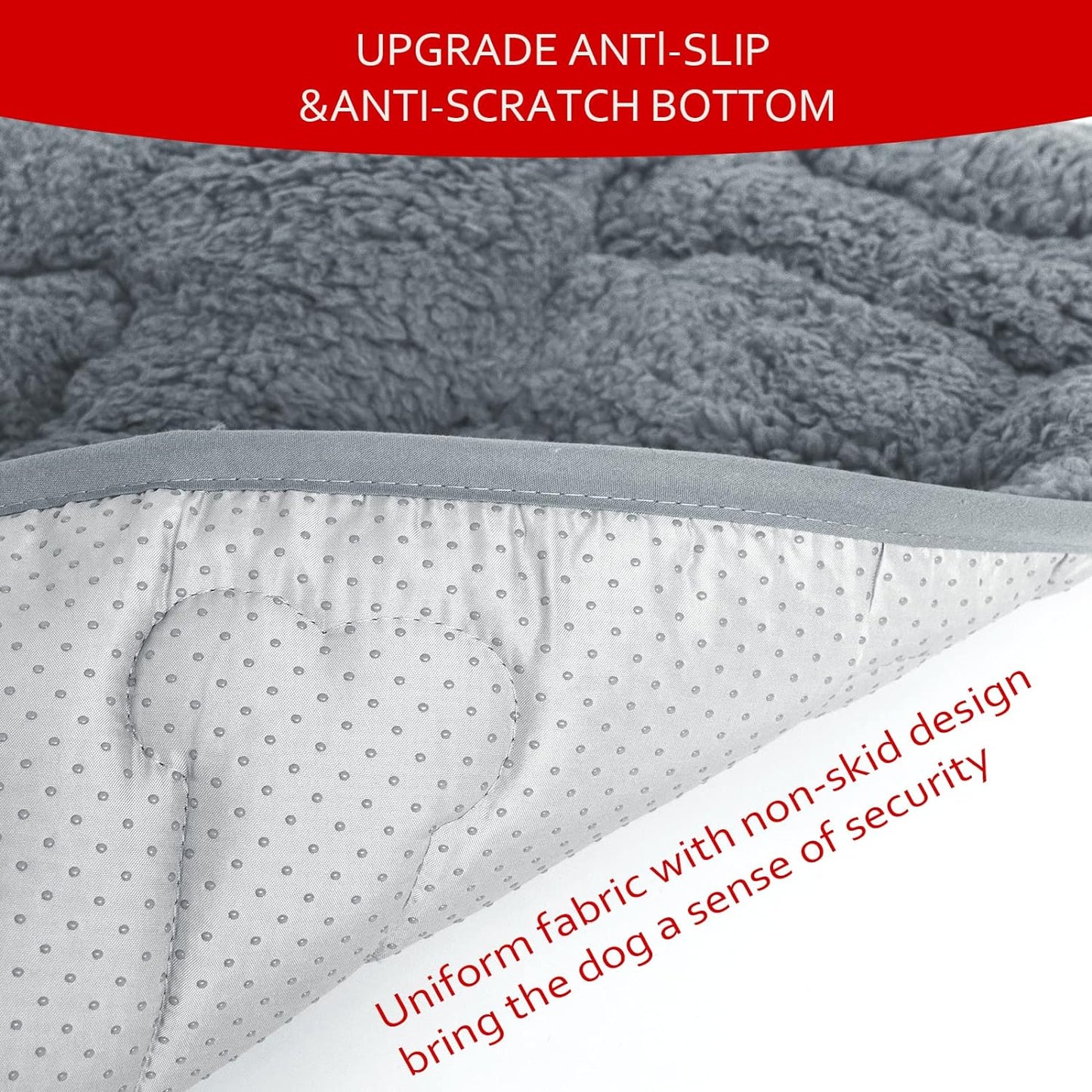 Dog Crate Mat- Soft ,Soft Plush Dog Bed Pad Machine Washable Crate Pad, Anti-Slip Bottom, 2Pack, Grey