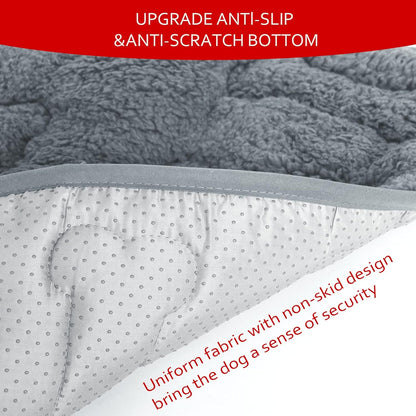 Dog Crate Mat- Soft ,Soft Plush Dog Bed Pad Machine Washable Crate Pad, Anti-Slip Bottom, 2Pack, Grey