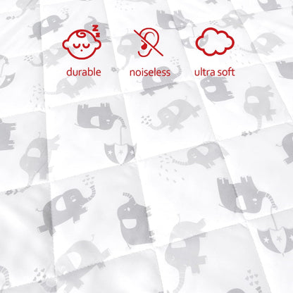 Pack n Play Sheet Quilted | Mini Crib Sheet - Pack and Play Mattress Pad Cover, Ultra-Soft Microfiber, Fits Graco Pack and Play, Elephant