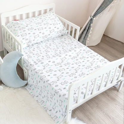 Toddler Bed Sheets Sets 3 Piece, Breathable Microfiber Kids' Sheet & Pillowcase Set for Toddler Bed, Silky Soft Toddler Sheet Set