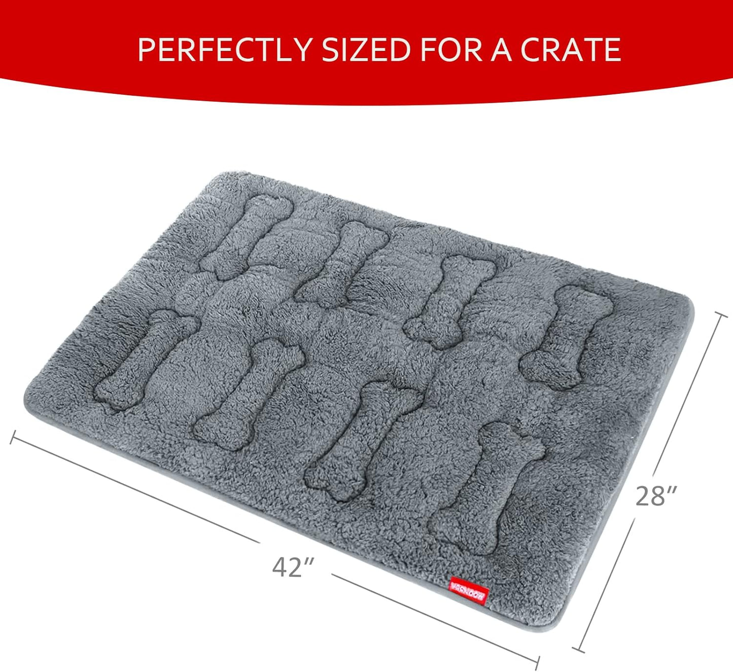 Dog Crate Mat- Soft ,Soft Plush Dog Bed Pad Machine Washable Crate Pad, Anti-Slip Bottom, 2Pack, Grey