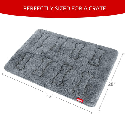 Dog Crate Mat- Soft ,Soft Plush Dog Bed Pad Machine Washable Crate Pad, Anti-Slip Bottom, 2Pack, Grey