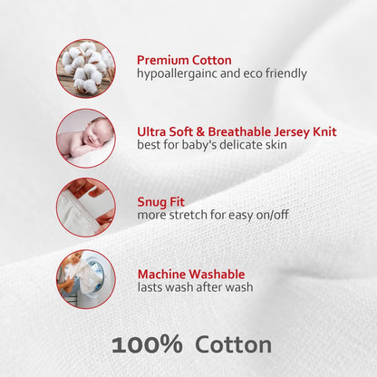 Travel Crib Sheet - 100% Organic Cotton, Fits Guava Lotus, Baby Bjorn, Dream on Me Travel Crib Light Playard, White
