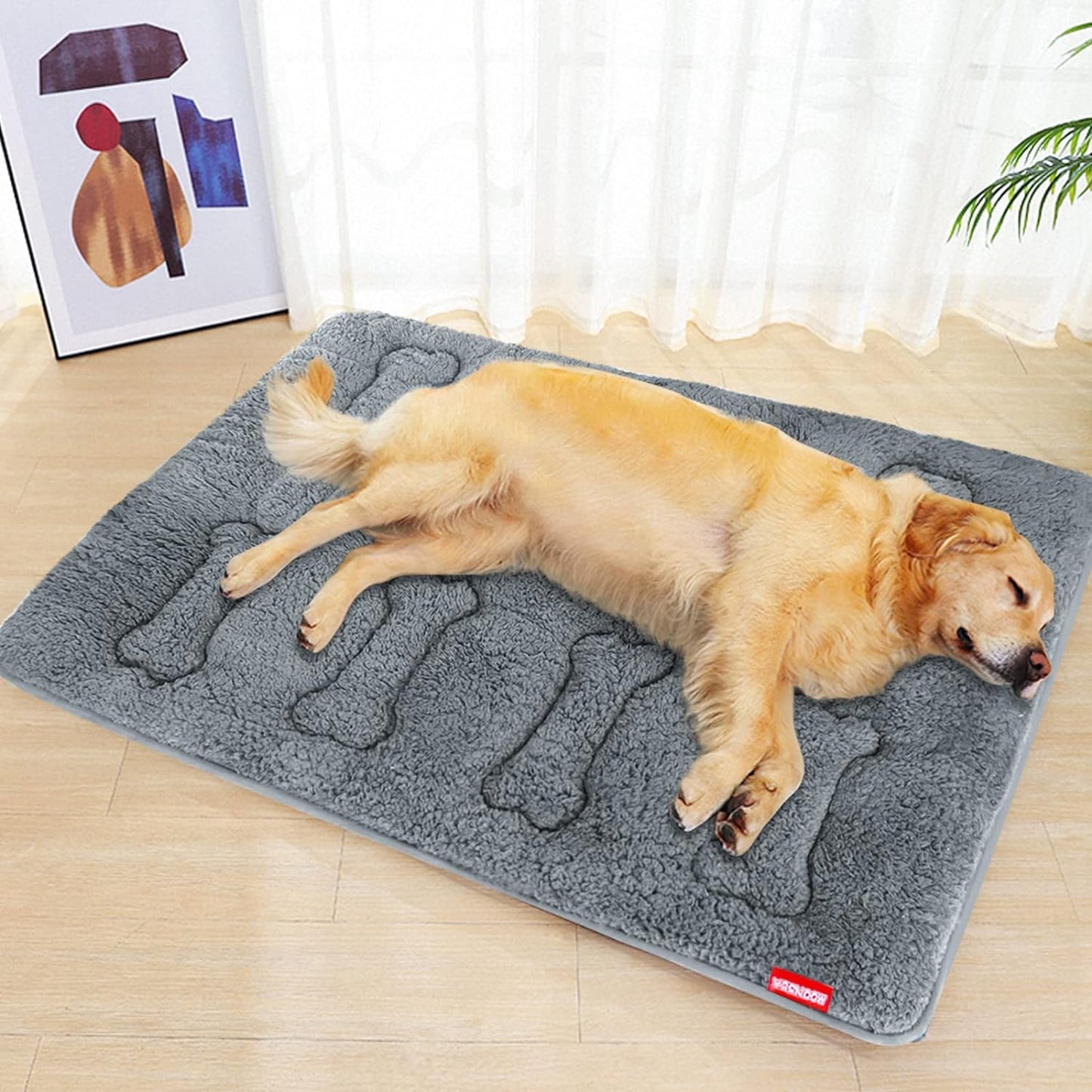 Dog Crate Mat- Soft ,Soft Plush Dog Bed Pad Machine Washable Crate Pad, Anti-Slip Bottom, 2Pack, Grey