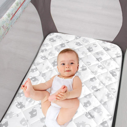 Pack n Play Sheet Quilted | Mini Crib Sheet - Pack and Play Mattress Pad Cover, Ultra-Soft Microfiber, Fits Graco Pack and Play, Elephant