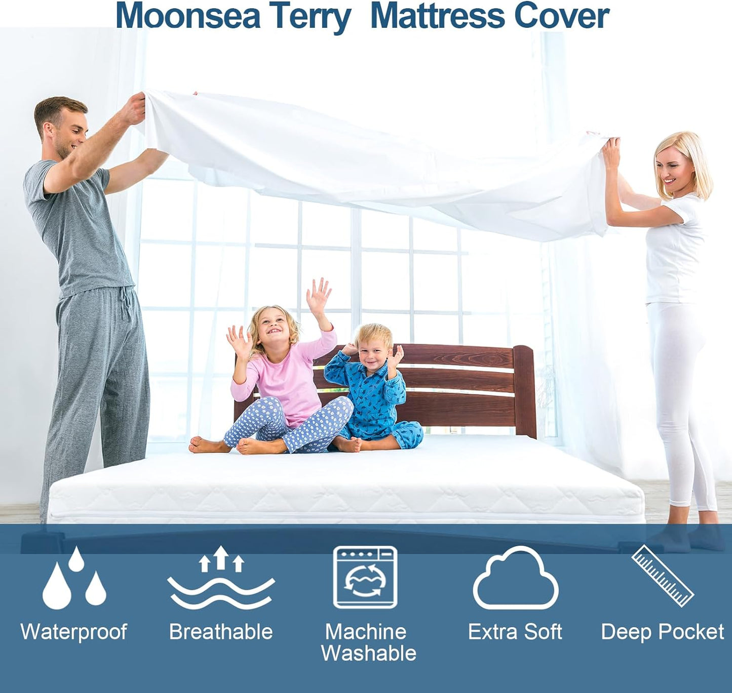 Mattress Cover/Protector- ,Breathable, Waterproof, Noisless, Cotton Terry