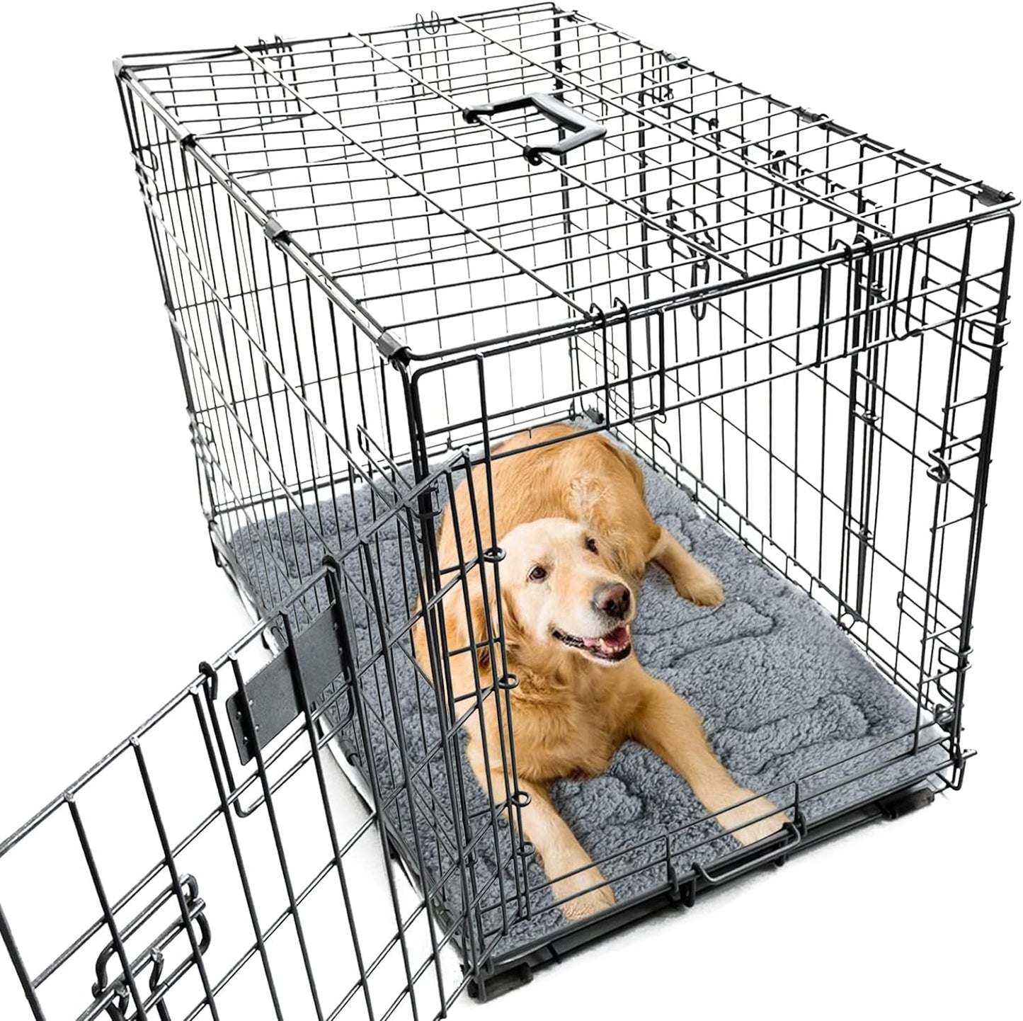 Dog Crate Mat- Soft ,Soft Plush Dog Bed Pad Machine Washable Crate Pad, Anti-Slip Bottom, 2Pack, Grey