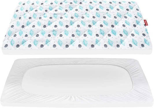 Pack n Play Sheet Quilted | Mini Crib Sheet - Pack and Play Mattress Pad Cover, Ultra-Soft Microfiber, Fits Graco Pack and Play, Planet-Moonsea Bedding
