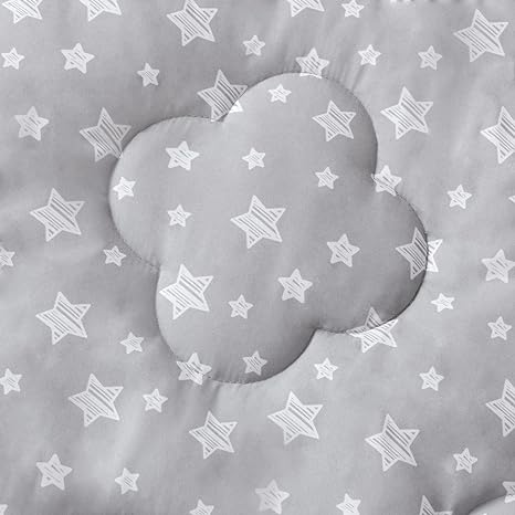 Baby Play Mat | Hexagon Playpen Mat - 33 Inch Each Side, Compatible with Evenflo Versatile Play Space, Qulited with Four Leaf Clover, Grey Star