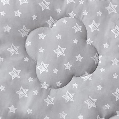 Baby Play Mat | Hexagon Playpen Mat - 33 Inch Each Side, Compatible with Evenflo Versatile Play Space, Qulited with Four Leaf Clover, Grey Star