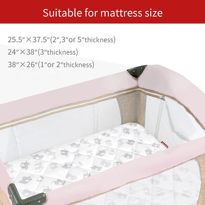 Pack n Play Sheet Quilted | Mini Crib Sheet - Pack and Play Mattress Pad Cover, Ultra-Soft Microfiber, Fits Graco Pack and Play, Elephant