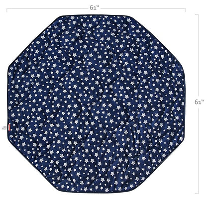 Baby Play Mat | Octagon Playpen Mat - 61" x 61", Padded and Non-Slip Activity Mat for Infant & Toddler, Navy Star