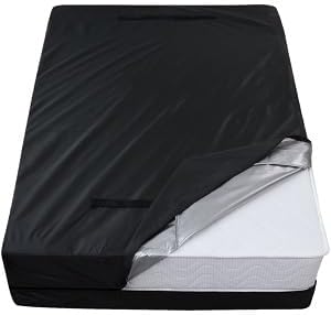 Heavy Duty Waterproof Mattress Bag for Moving & Storage with 4 Handles, Double Zippers & Adjustable Straps, Reusable Cover
