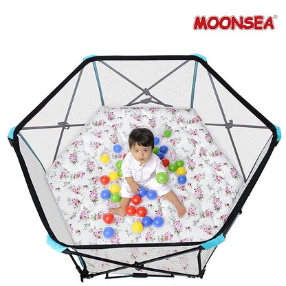 Baby Play Mat | Hexagon Playpen Mat - 52" x 45", Padded and Non-Slip Activity Mat for Infant & Toddler, Floral