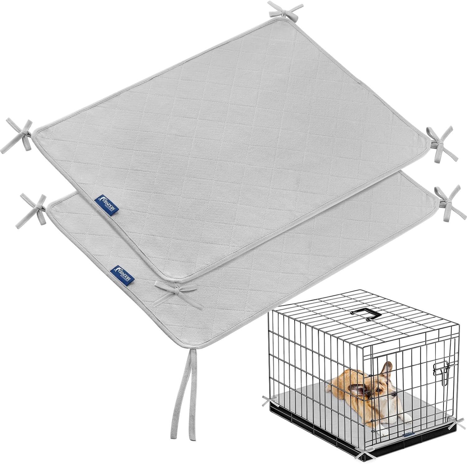 Waterproof Dog Crate Mat with Rope, Non-Slip Training Pads for Dogs, 2 Pack-Moonsea Bedding