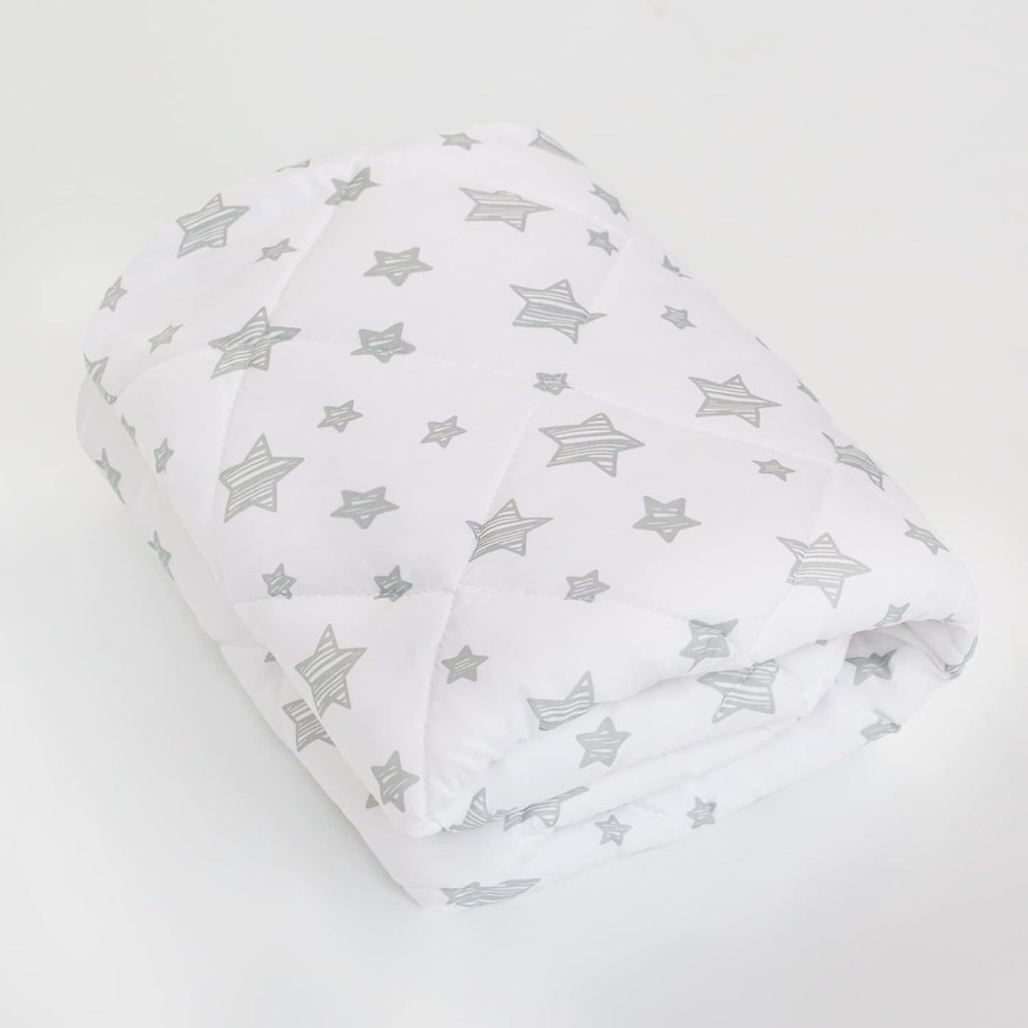 Pack n Play Sheet Quilted | Mini Crib Sheet - Pack and Play Mattress Pad Cover, Ultra-Soft Microfiber, Fits Graco Pack and Play, White Star