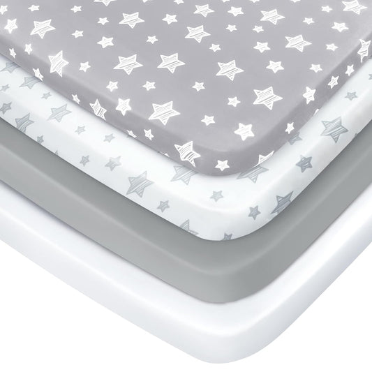 Pack n Play Sheet | Mini Crib Sheet - 4 Pack, Ultra-Soft Microfiber, Fits Graco Pack and Play-Moonsea Bedding
