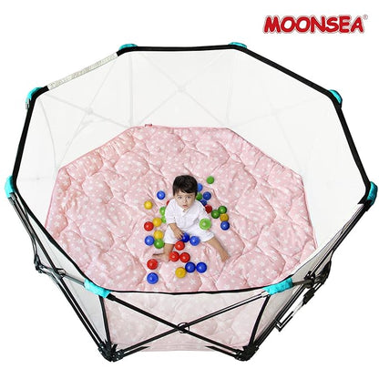 Baby Play Mat | Octagon Playpen Mat - 61" x 61", Padded and Non-Slip Activity Mat for Infant & Toddler, Pink Star