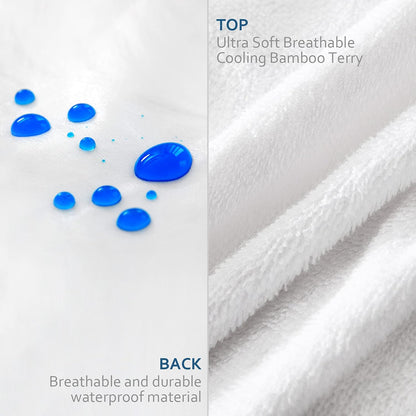 Waterproof Pillow Protectors with Zipper, 4 Pack, Viscose Made from Bamboo Terry, Soft Noiseless & Breathable