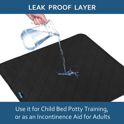Waterproof Incontinence Chair Pads , Non Slip Absorbent Chuck Pads,  22" x 21", 2 Pack - Black